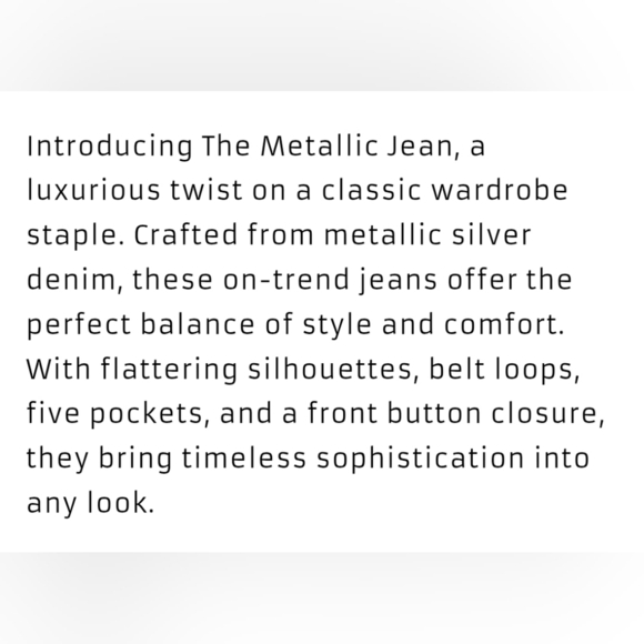 Miss Love The Metallic Jean Denim Wide Leg Pants Black Silver size Large - Picture 11 of 11